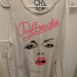 Chaser Blondie White and Pink Graphic Tank Top